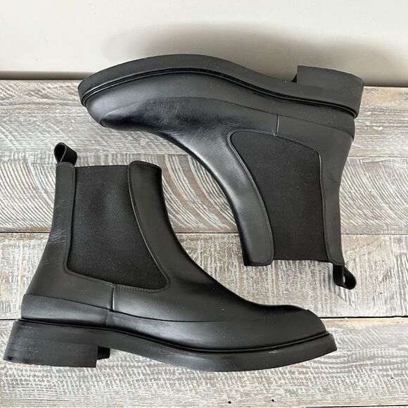 Frame-Women's Le Holland Leather & Rubber Chelsea Black Boots - Picture 2 of 10